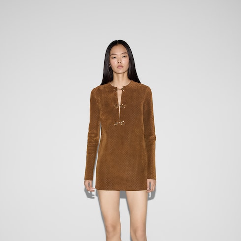 GG suede dress with Horsebit detail