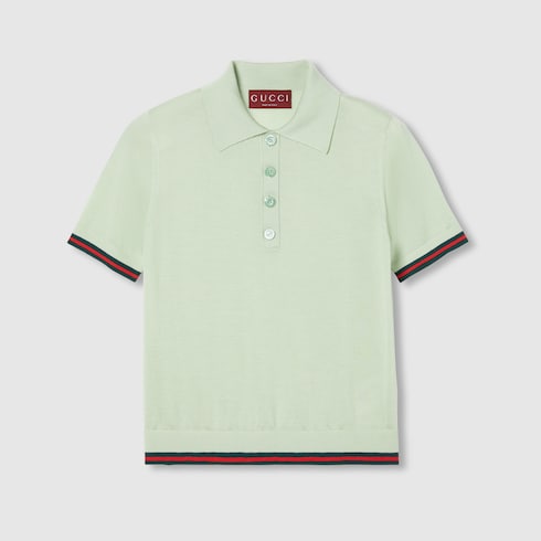 Extra fine cashmere silk polo top