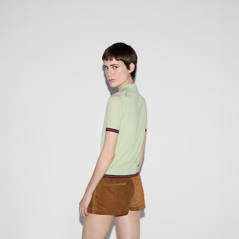 Extra fine cashmere silk polo top