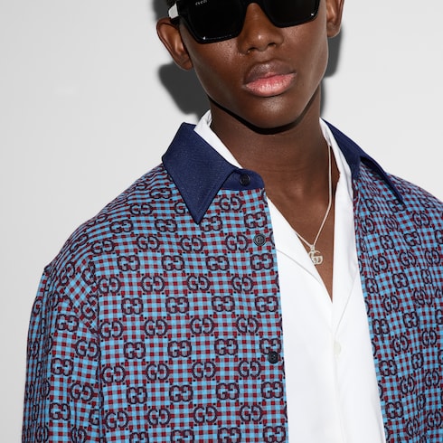 Camisa de jacquard de lana y algodón vichy GG