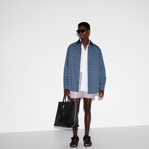 Camisa de jacquard de lana y algodón vichy GG