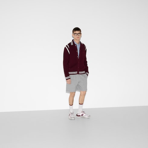 Embossed cotton jersey shorts in Grey Ready-to-wear | GUCCI® SI