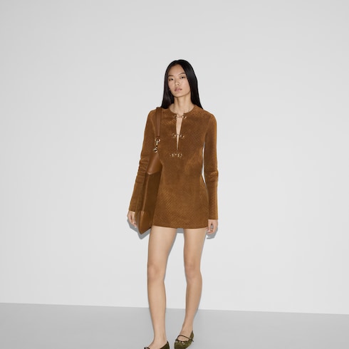 GG suede dress with Horsebit detail
