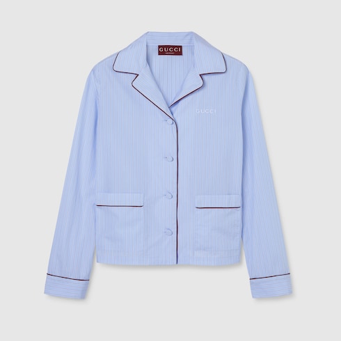 Camicia in cotone a righe con ricamo