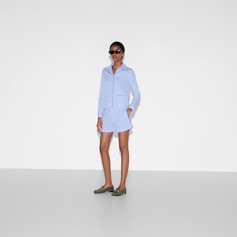 Bluse aus gestreifter Baumwolle mit Stickerei