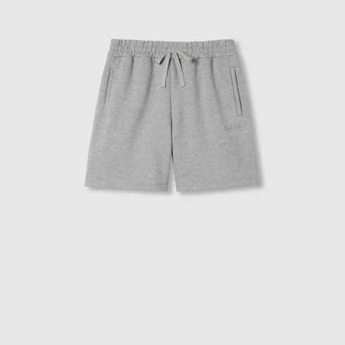 Embossed cotton jersey shorts in Grey Ready-to-wear | GUCCI® SI