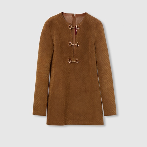 GG suede dress with Horsebit detail