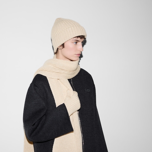 Rib knit wool lamé gloves
