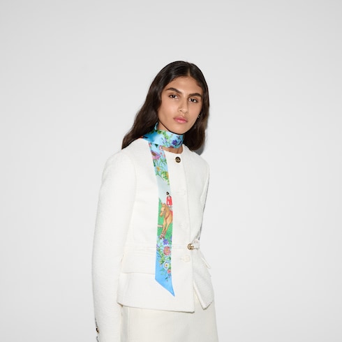Cinta de seda con estampado floral integral