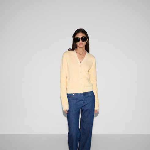 Cardigan in cotone fine con motivo GG jacquard