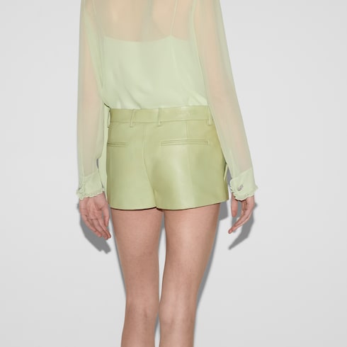 Embossed leather shorts