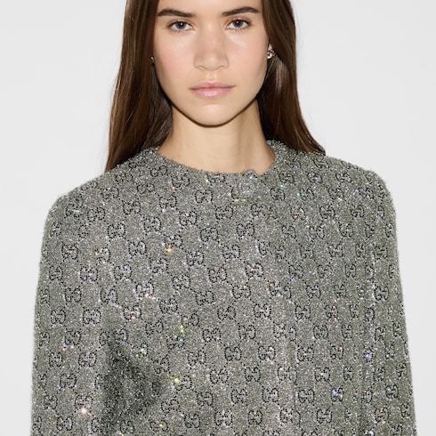 Embroidered GG wool tweed jacket