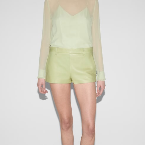 Embossed leather shorts