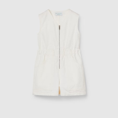 Combishort pour enfant en denim GG avec bande Web