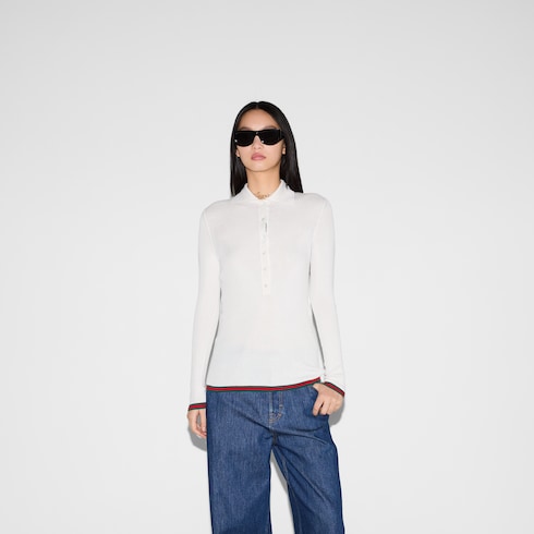 Poloshirt aus Kaschmir und Seide mit Web