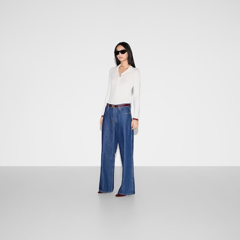 Polo in cashmere e seta con Web