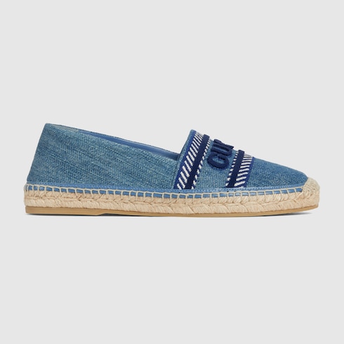 Women's 'Gucci' espadrille in light blue denim | GUCCI® US