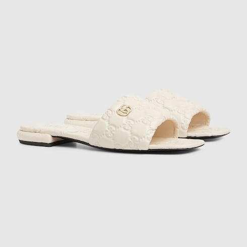 Sandalo slider donna in pelle con Doppia G