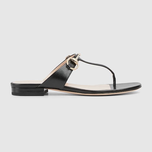 専門店では Women's thong sandal with Horsebit in black leather | GUCCI® US アイドル