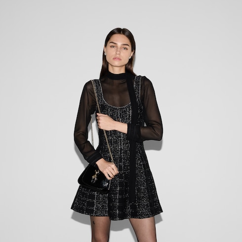 Kleid aus Woll- und Laméjacquard mit Karomuster