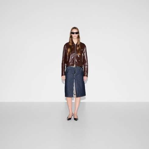 Mid-length denim skirt