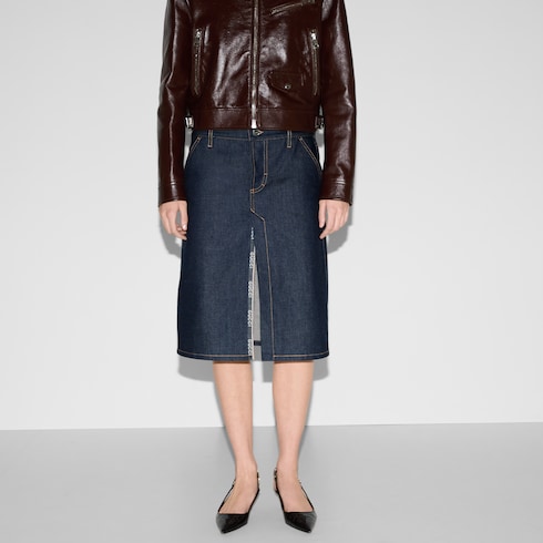 Mid-length denim skirt Detail 3