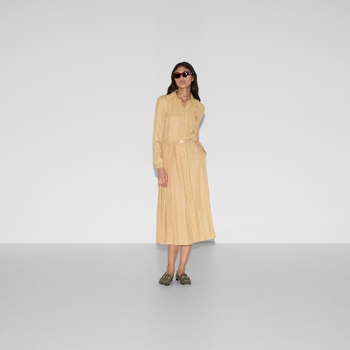 Kleid aus Seidenjacquard mit Ketten- und Gürtelmotiv