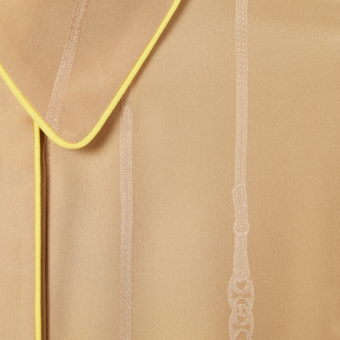 Kleid aus Seidenjacquard mit Ketten- und Gürtelmotiv