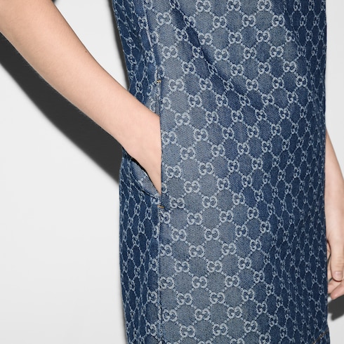 Vestido de jacquard de denim con GG