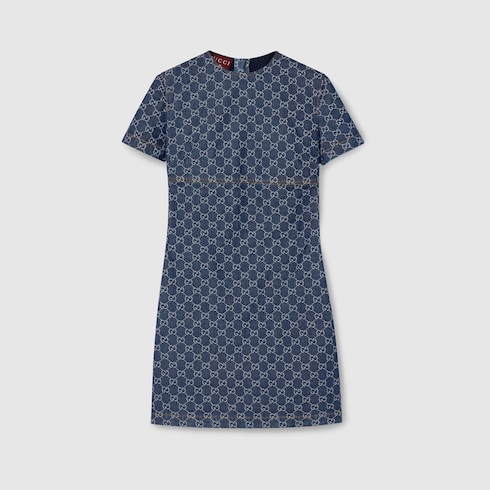 Vestido de jacquard de denim con GG