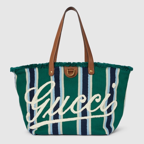 Embroidered medium canvas tote bag