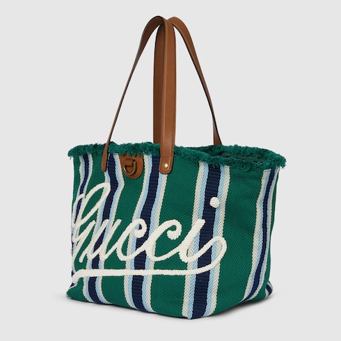 Borsa shopping in tessuto ricamato misura media