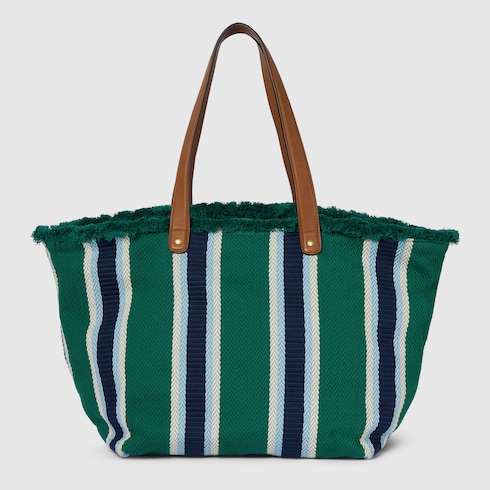 Borsa shopping in tessuto ricamato misura media