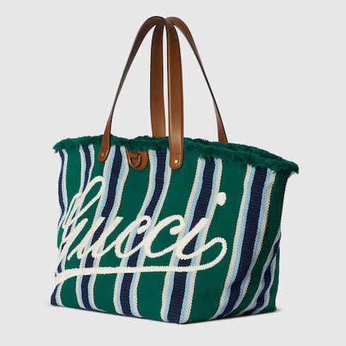  Embroidered large canvas tote bag