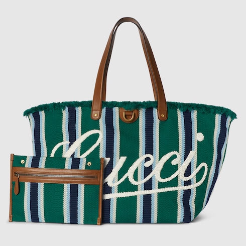  Embroidered large canvas tote bag