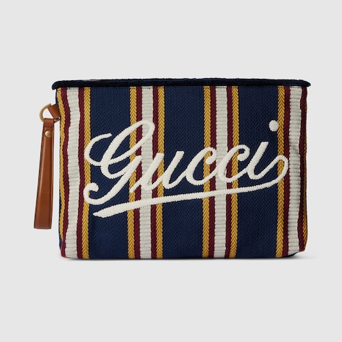 Pochette en toile brodée grand format