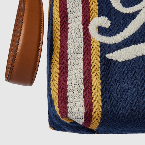 Große Pouch aus Canvas mit Stickerei