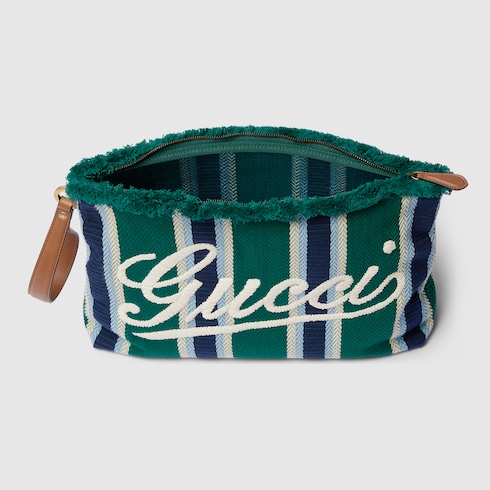 Pochette en toile brodée grand format