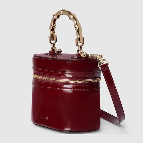 Mini vanity bag con manico bambù
