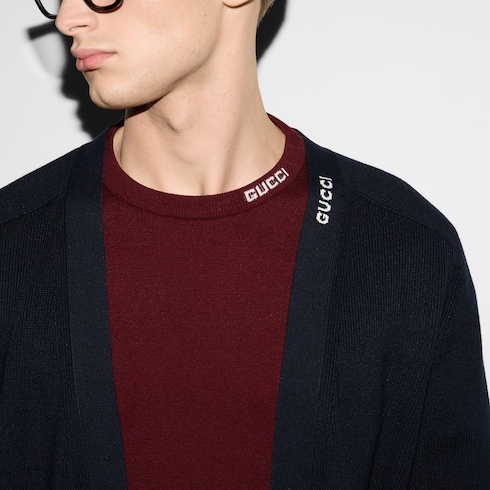 Camiseta de algodón y seda con intarsia Gucci