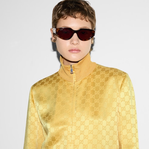 Giacca con cerniera in jacquard GG