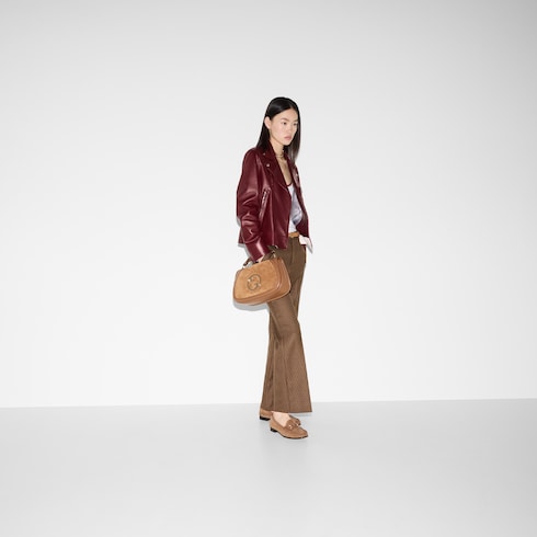 Embroidered houndstooth wool pants