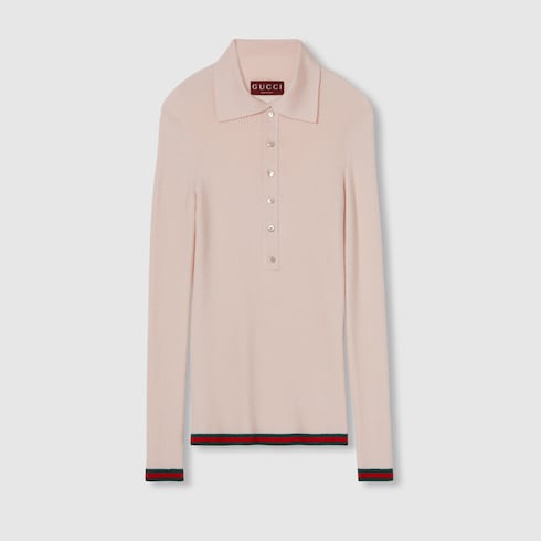 Polo in cashmere e seta con Web