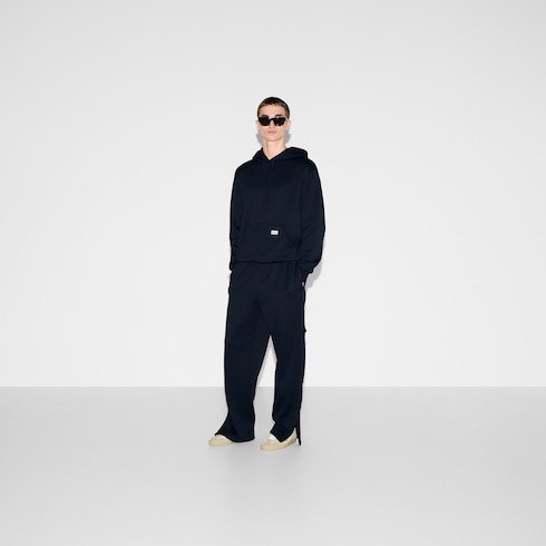 Wide leg nylon jersey pants