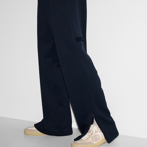 Wide leg nylon jersey pants
