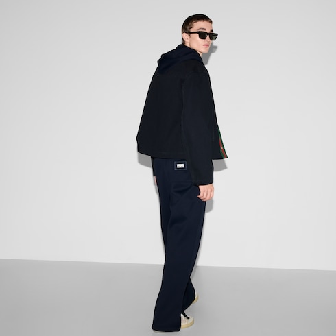 Wide leg nylon jersey trousers