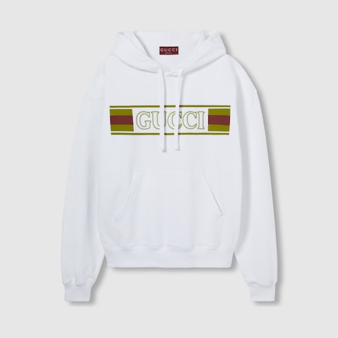 Sweat-shirt à capuche en coton brodé
