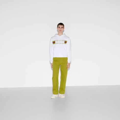 Sweat-shirt à capuche en coton brodé