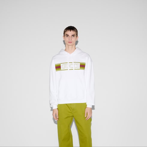 Sweat-shirt à capuche en coton brodé