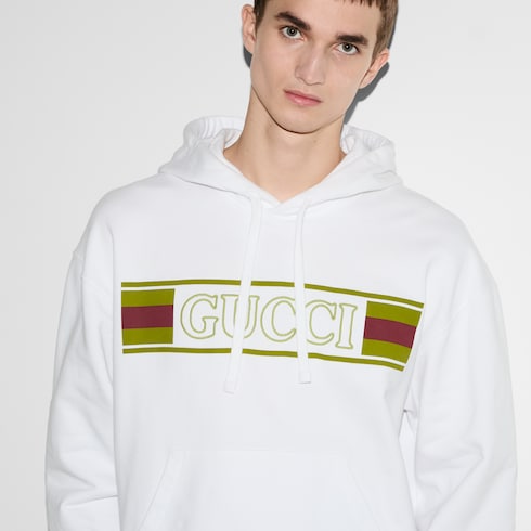 Sweat-shirt à capuche en coton brodé